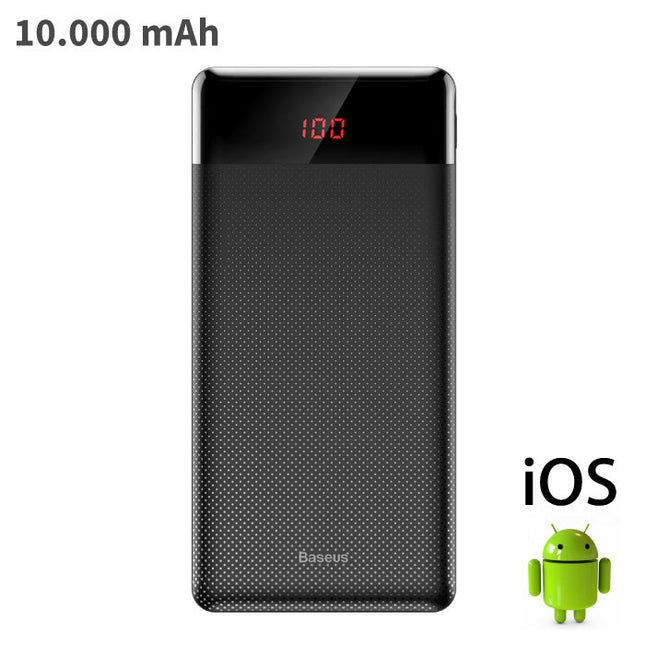 Externe 10.000mAh Powerbank Noodaccu Batterij Oplader Charger Zwart