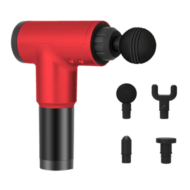 Professioneel Massage Apparaat Gun - 4 Standen - 4 Koppen - Sport en Relax - Rood
