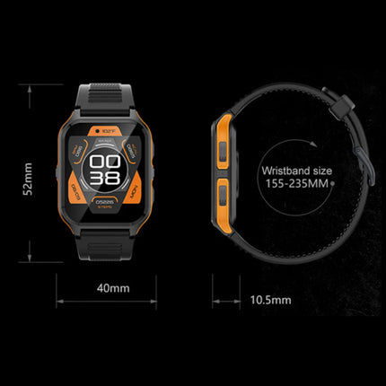 P73 Smartwatch - Siliconen Bandje - 1.9" Militaire  Sport Activity Tracker Horloge - Zwart
