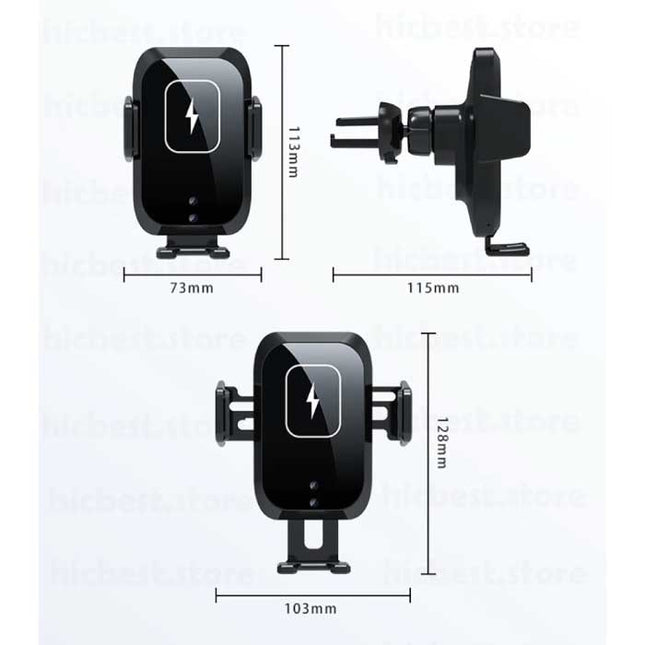 Qi Draadloze Autolader 15W - Airvent Clip Oplader Universeel Wireless Car Charging Pad Zwart