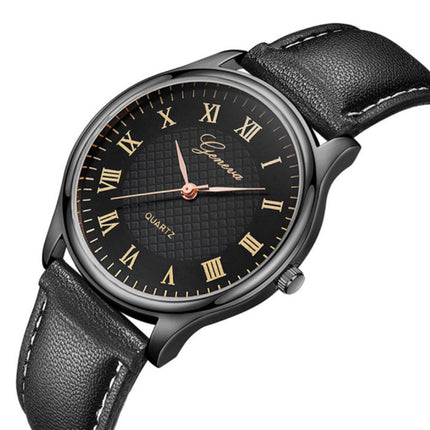 Klassiek Horloge voor Heren - Kwarts Uurwerk Leren Bandje Zwart