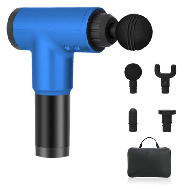 Professioneel Massage Apparaat Gun Inclusief Opbergtas - 4 Standen - 4 Koppen - Sport en Relax - Blauw