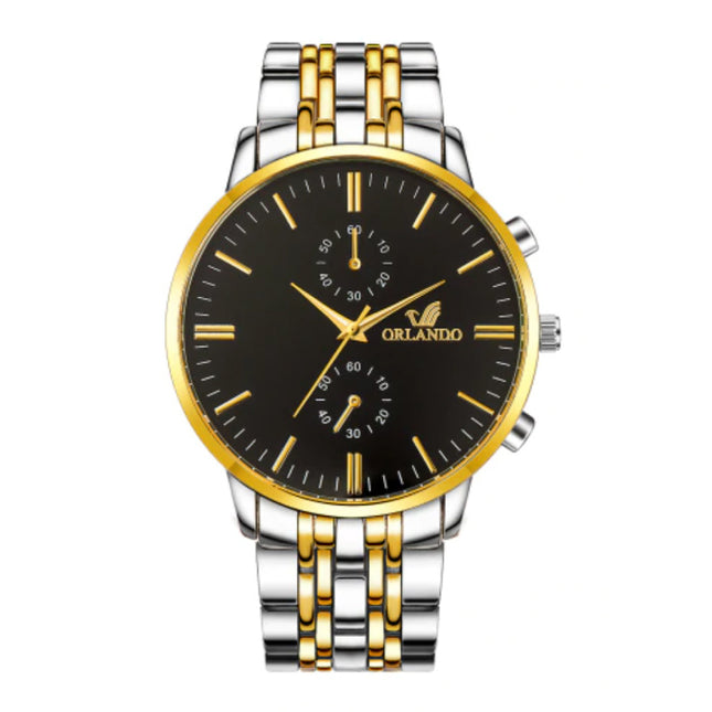 Staal Horloge voor Heren - Leren Bandje Anoloog Luxe Uurwerk voor Mannen Kwarts