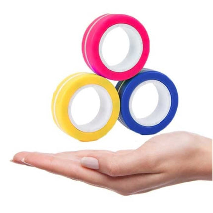 3-Pack Magnetische Ring Fidget Spinner - Anti Stress Hand Draaier Speelgoed Toy Roze-Geel-Blauw
