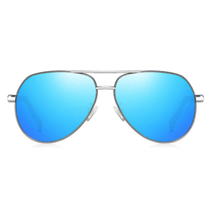 Vintage Shades Zonnebril - Roestvrij Staal Legering Pilotenbril met UV400 en Polarisatie Filter voor Mannen - Blauw