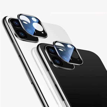 iPhone 12 Pro Max Camera Lens Cover - Tempered Glass en Metalen Ring Wit