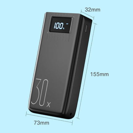 30X Powerbank met 2 Uitvoer/3 Invoer Poorten 30.000mAh - Ingebouwde Zaklamp - Externe Noodaccu Batterij Oplader Charger Zwart