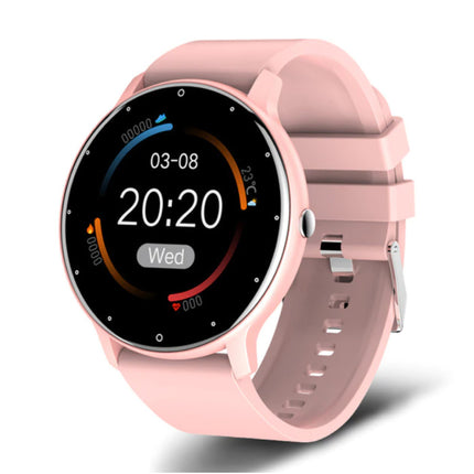 2021 Smartwatch met Hartslagmonitor -  Fitness Sport Activity Tracker Siliconen Bandje Horloge iOS Android Roze