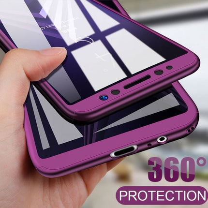 Xiaomi Redmi Note 8T Full Cover - 360° Body Hoesje Case + Screenprotector Tempered Glass Paars