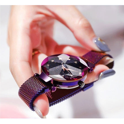 Starry Night Horloge Dames - Luxe Anoloog Kwarts Uurwerk voor Vrouwen Paars