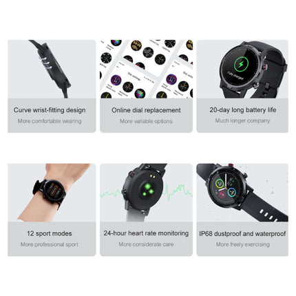 RT LS05S Smartwatch - Hart-en Slaap-monitor - Sport Activity Tracker Horloge - Silicoon Bandje Zwart