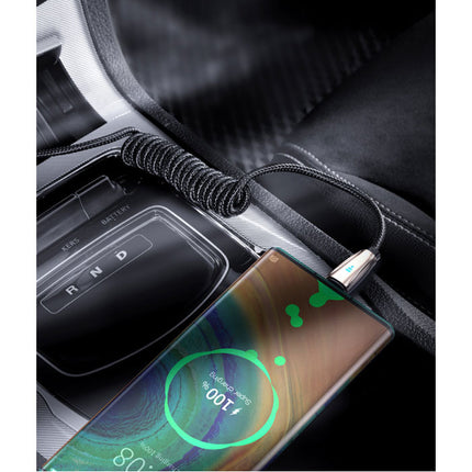 USB-C Gekrulde Spiraal Oplaadkabel Datakabel 1 Meter Oplader Zwart