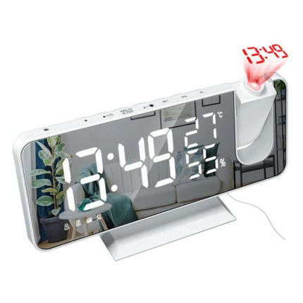 Multifunctionele Digitale LED Klok - Wekker Spiegel Alarm Snooze Helderheid Aanpassing Wit