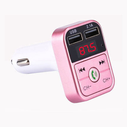 Dual USB Autolader Bluetooth Handsfree Oplader FM Radio Kit Roze