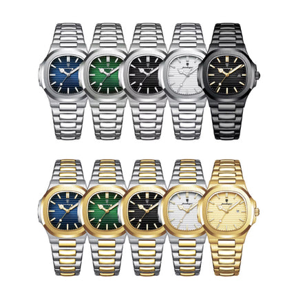 Luxe Vierkant Kwarts Horloge - 3 ATM Waterdicht Lichtgevend Heren Dames Unisex Roestvrij Staal - Goud