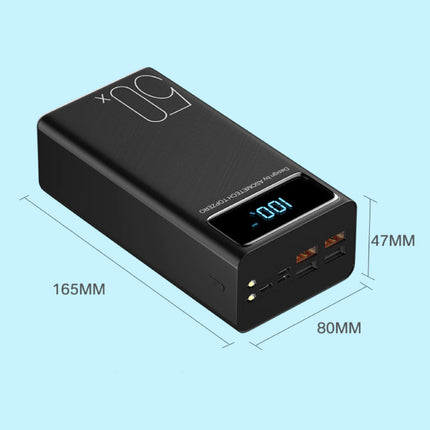 50X Powerbank met 4 Uitvoer/3 Invoer Poorten 50.000mAh - Ingebouwde Zaklamp - Externe Noodaccu Batterij Oplader Charger Zwart