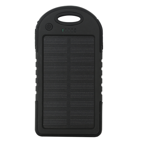 Externe 5000mAh Solar Charger Powerbank Zonnepaneel Noodaccu Batterij Oplader Zon Zwart