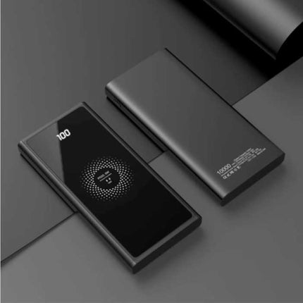 10.000mAh Draadloze Qi Oplader + Powerbank - Quick Charge 4.0 Noodaccu Batterij Wireless Charger Pad Zwart