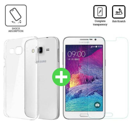 Samsung Galaxy J7 Prime 2016 Transparant TPU Hoesje + Screen Protector Tempered Glass