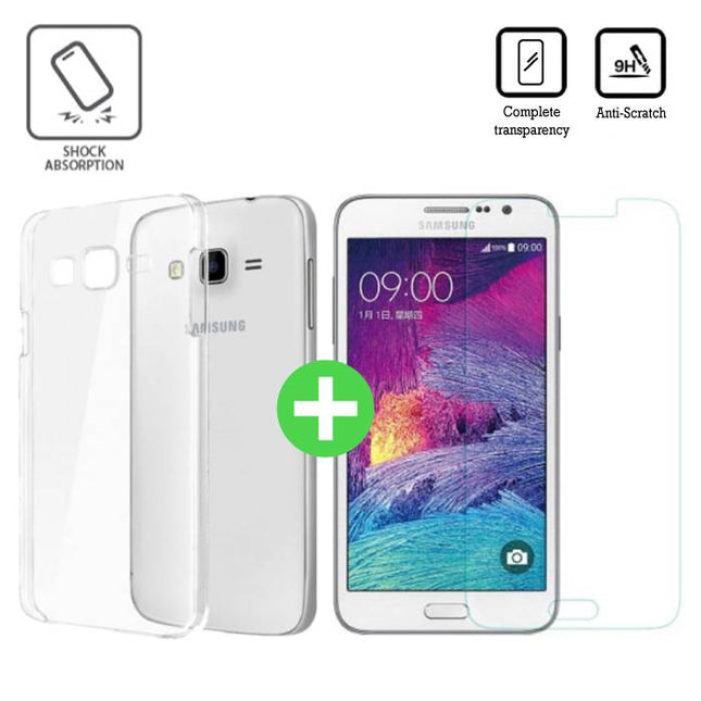 Samsung Galaxy J7 Prime 2016 Transparant TPU Hoesje + Screen Protector Tempered Glass