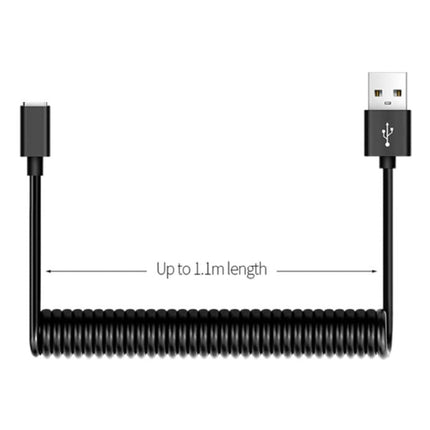 Gekrulde Micro-USB Oplaadkabel - Fast Charge 2.4A Spiraal Datakabel 1.1 Meter Oplader Kabel Zwart