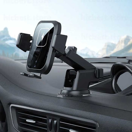 Qi Draadloze Autolader 15W - Dashboard Stand Oplader Universeel Wireless Car Charging Pad Zwart