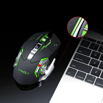 Q-13 Draadloze Gaming Muis - 2.4GHz RGB Optisch Ergonomisch met DPI Aanpassing tot 2400 DPI - Zwart