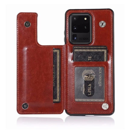 Samsung Galaxy A51 Retro Leren Flip Case Portefeuille - Wallet PU Leer Cover Cas Hoesje Bruin