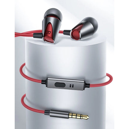 Oortjes met Microfoon en One Button Control - 3.5mm AUX Jack Oordopjes Wired Earphones Oortelefoon Rood