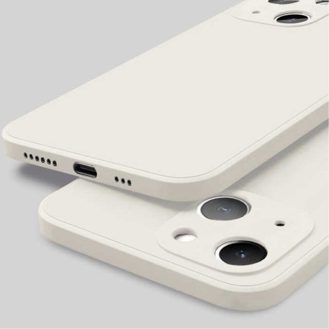 iPhone SE (2020) Square Silicone Hoesje - Zachte Matte Case Liquid Cover Wit