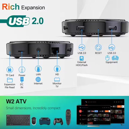 W2 TV Box Mediaspeler - Android 11 Kodi 4K - 4GB RAM - 32GB Opslagruimte