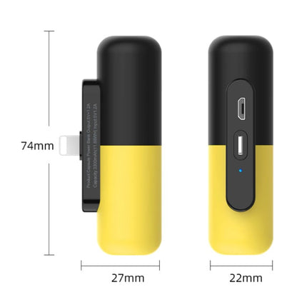 Mini Powerbank 3300mAh voor Micro-USB - Externe Noodaccu Batterij Oplader Geel
