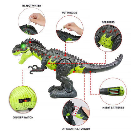 RC Dinosaurus (T-Rex) met Mist Effect - Afstandsbediening Bestuurbaar Speelgoed Tyrannosaurus Rex Dino Robot Groen