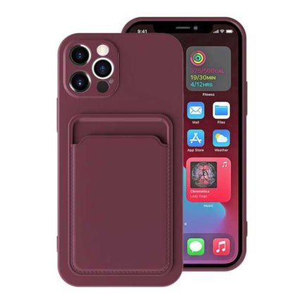 iPhone 12 Kaarthouder Hoesje - Wallet Card Slot Cover Bruin
