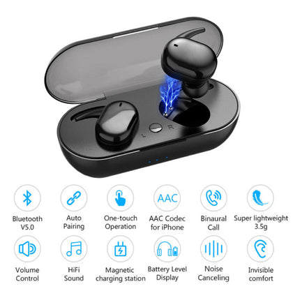 Draadloze Oortjes - Smart Touch Control TWS Oordopjes Bluetooth 5.0  Wireless Buds Oortelefoon Zwart 
