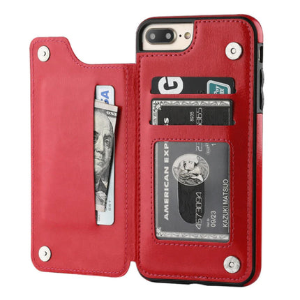 Retro iPhone 6S Plus Leren Flip Case Portefeuille - Wallet Cover Cas Hoesje Rood