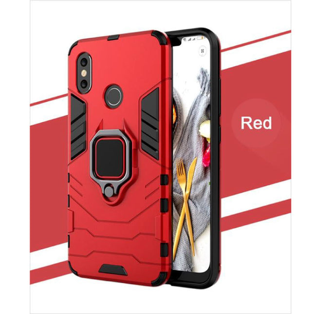 Xiaomi Redmi Note 8 Hoesje  - Magnetisch Shockproof Case Cover Cas TPU Rood + Kickstand