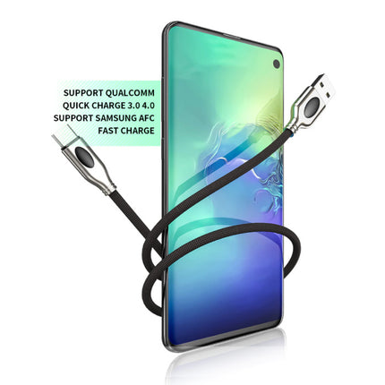 USB-C Oplaadkabel 1.2 Meter Quick Charge 4.0 Gevlochten Nylon Oplader Data Kabel Android  Zwart