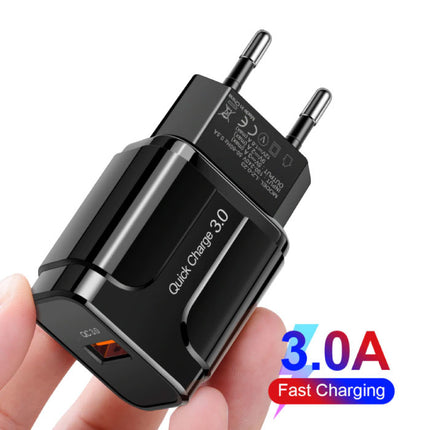 Qualcomm Quick Charge 3.0 USB Muur Oplader Wallcharger AC Thuislader Stekkerlader Adapter - Zwart 
