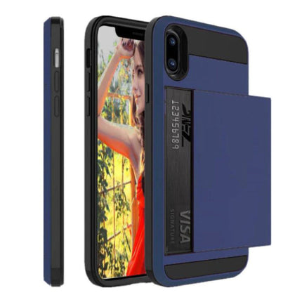 iPhone 8 - Wallet Card Slot Cover Case Hoesje Business Blauw