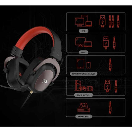 H510 Zeus AUX Gaming Headset - Voor PS4/XBOX/PC 7.1 Surround Sound - Headphones Koptelefoon  met Microfoon Zwart