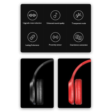 HD100 Bluetooth Koptelefoon met AUX Aansluiting - Headset met Microfoon DJ Headphones Rood
