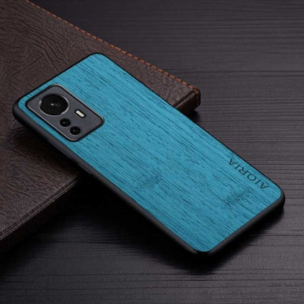 Xiaomi 12S Ultra Leren Hoesje - Shockproof Case Cover Hout Patroon Blauw