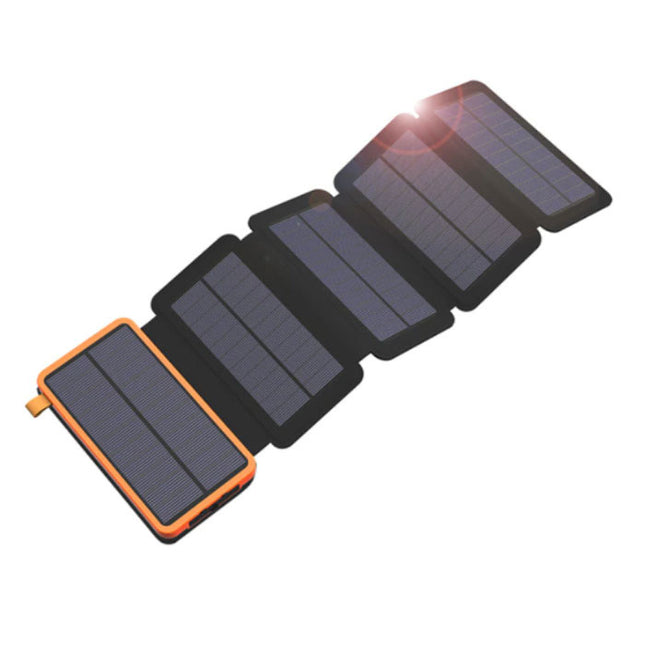 26800mAh Draagbare Solar Powerbank 5 Zonnepanelen - Flexibele Zonne-energie Batterij Oplader 7.5W Zon Oranje