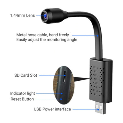 Mini Security Camera - Buigbaar 1080p HD Camcorder Motion Detector Alarm Zwart