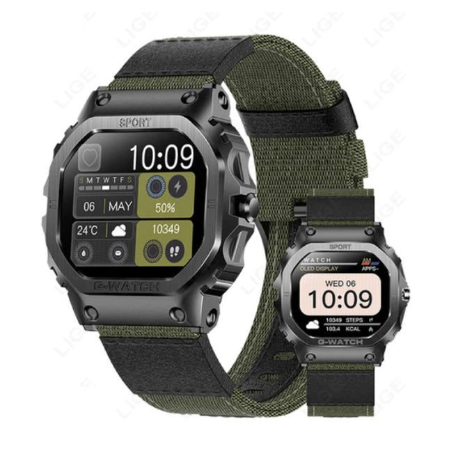 Smartwatch Gezondheid Monitor - Sport Health Tracker Horloge - Gevlochten Bandje - Groen