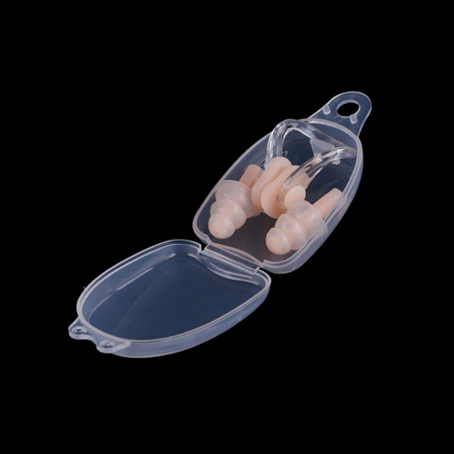 Siliconen Oorplugs met Neusklem / Neus Clip - Oordopjes Earplugs voor Zwemmen Neusknijper - Beige