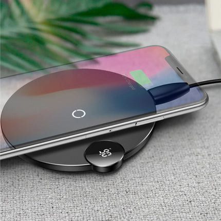Qi Universele Draadloze Oplader 10W LED Display Wireless Charging Pad Blauw