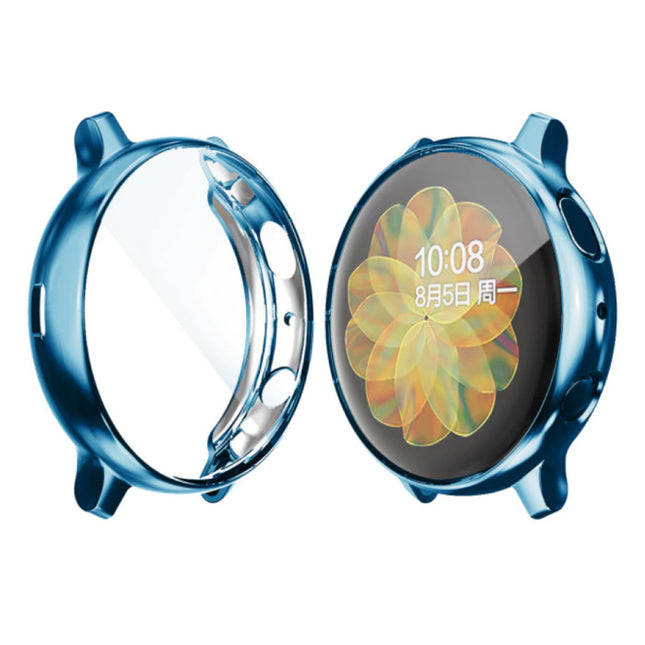 Full Cover voor Samsung Galaxy Watch Active 2 (44mm) - Hoesje en Screen Protector - TPU Hard Case Blauw