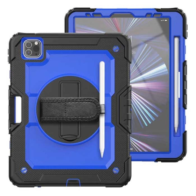 Armor Hoesje voor iPad Pro 12.9" (2020) met Kickstand / Polsband / Pennenhouder - Heavy Duty Cover Case Donkerblauw